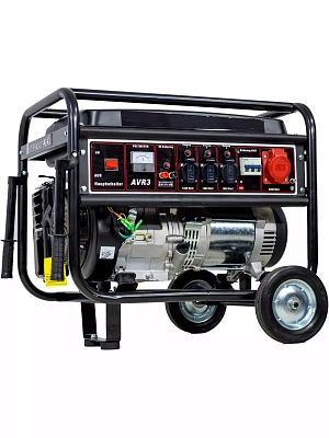 Генератор бензиновый 5,0 кВт, 380В/50Гц, 25 л, ручной + электрический старт с колесами LASTING TOOLS