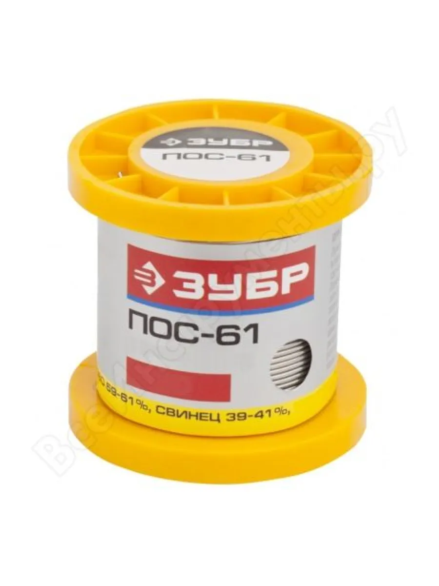 Припой ПОС 61, трубка с канифолью, 100г, 1мм ЗУБР