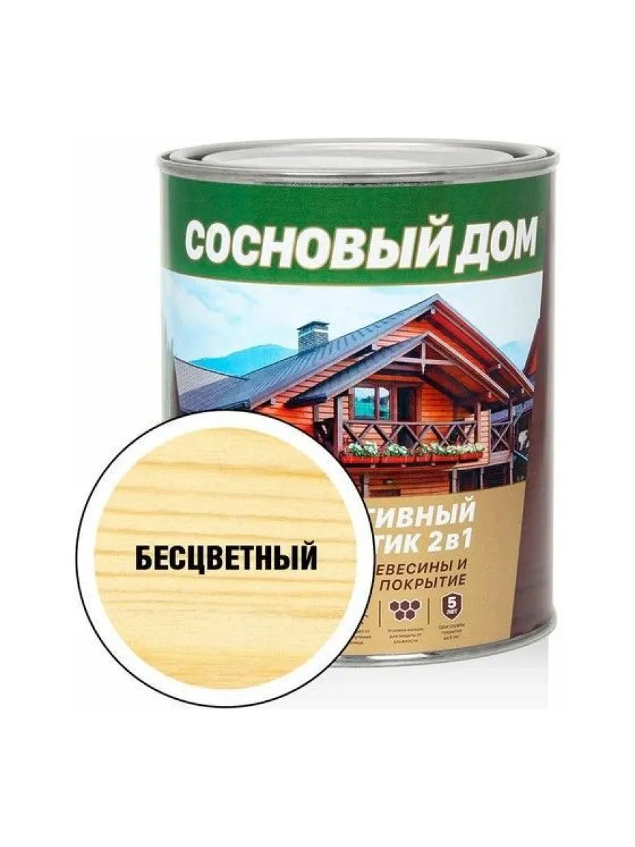 Антисептик декоративно-защитный состав для древесины бесцветный СОСНОВЫЙ ДОМ 0,8л