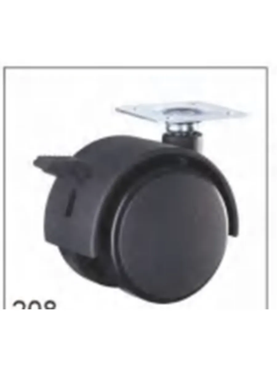 TWPb 50 Колесо мебельное черное, площадка, с тормозом, Ду50 (грузоп.25кг) FORCE LIFTING