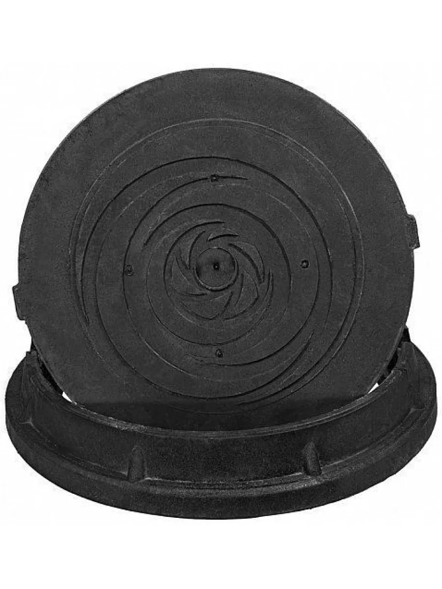 Люк полимерный (640/760/120/80) тип "ТМ" 25,0 тн черный С ЗАМКОМ (толщина 12см)