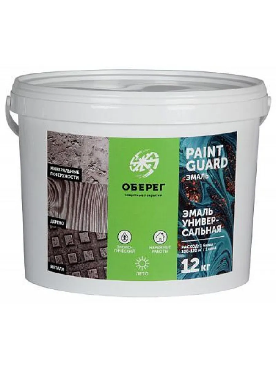 Эмаль акриловая Универсальная глянцевая белая PaintGuard 10л