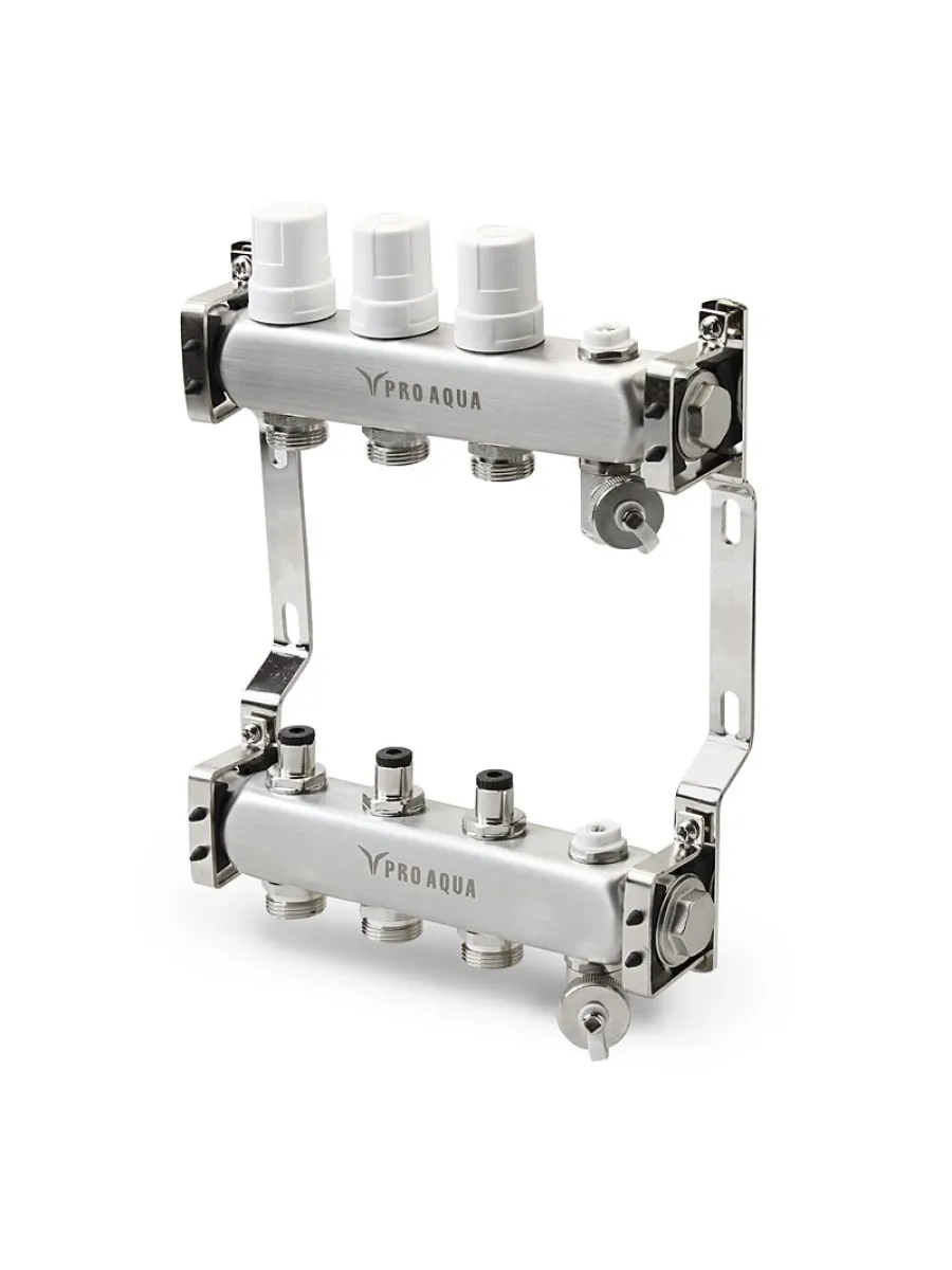 Коллекторный блок с регулировочными клапанами,  2 выхода, 1х3/4"