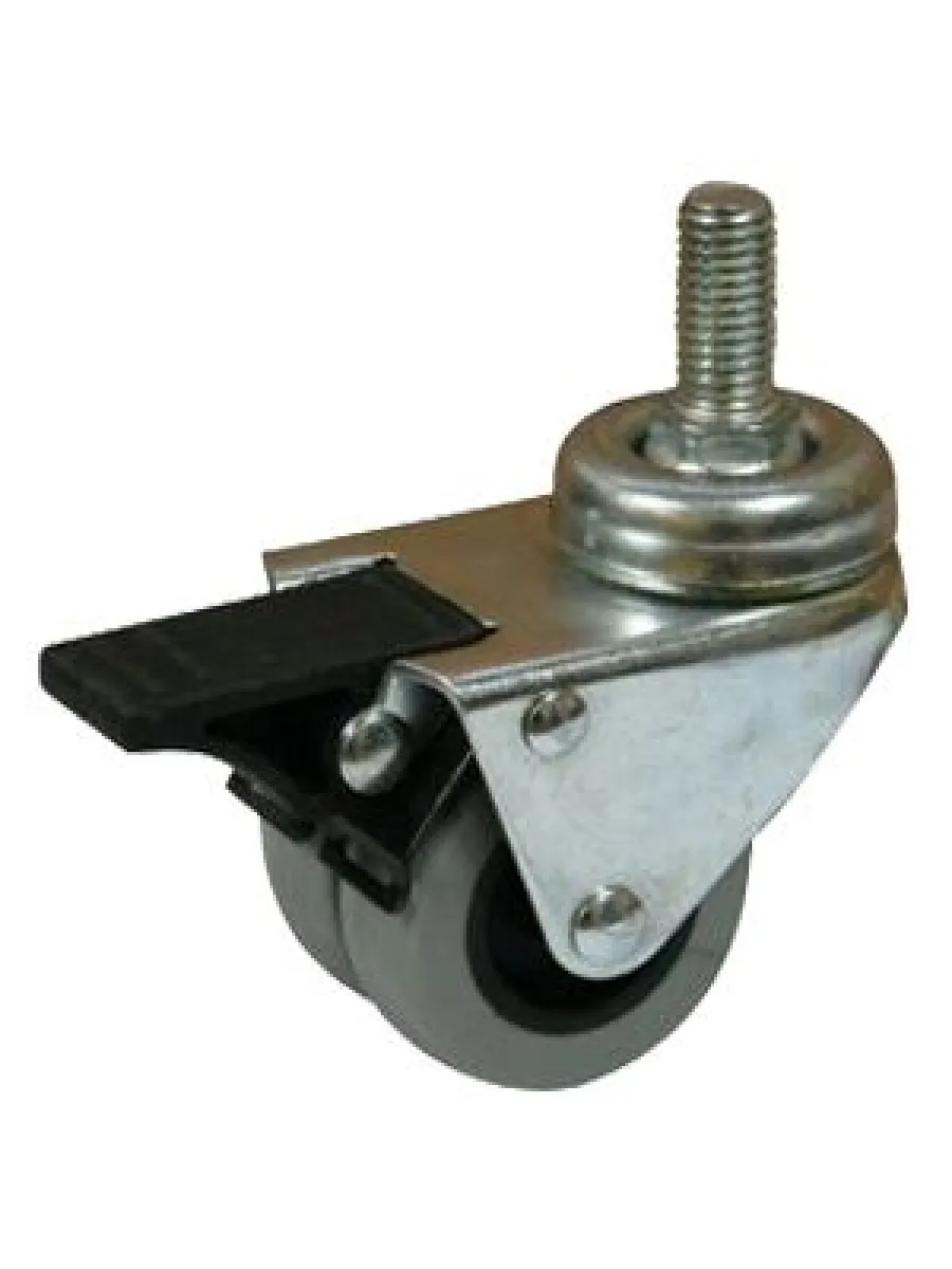 SCtndb (25) Колесо мебельное серое, сдвоенное, болтовое кр., тормоз, подш.скольж. Ду50 (грузоп.70кг)