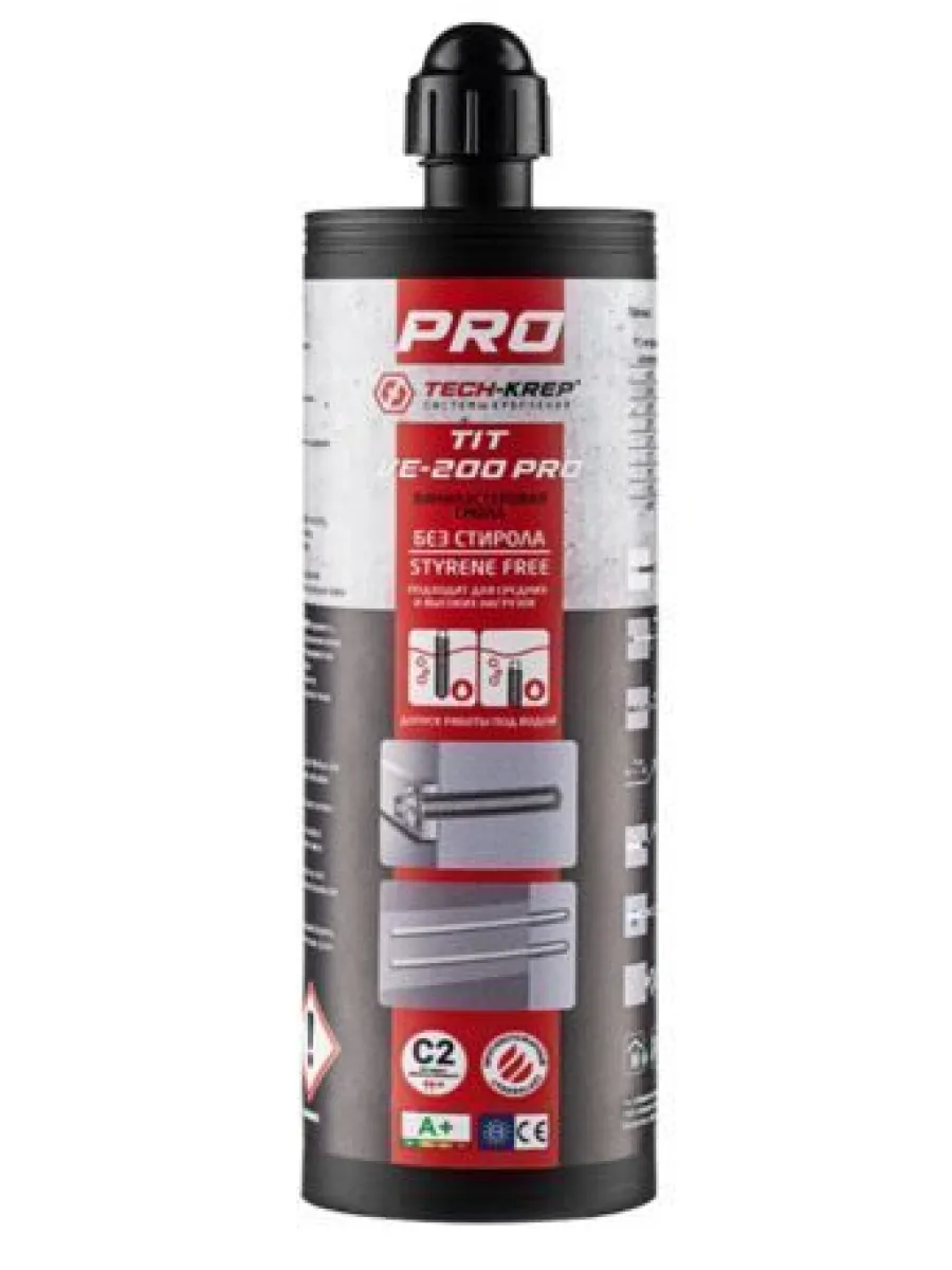 Хим анкер TECH-KREP TIT VE-200 PRO 400мл + насадка для выс.нагрузок, для работ под водой