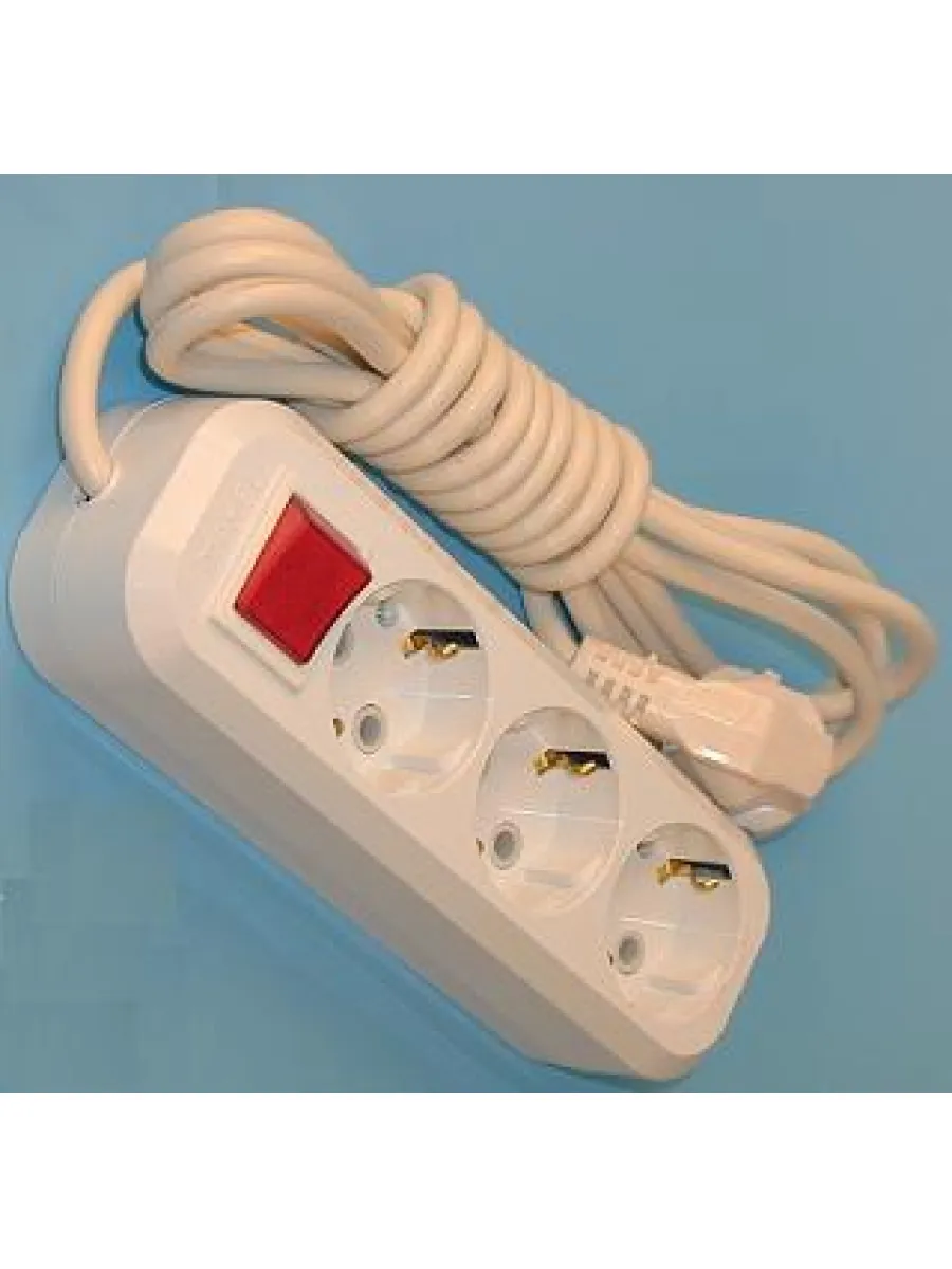 Удлинитель сетевой 3 розетки ПВС 3х1,5  5м, 16А 3500Вт, IP20 с выключателем