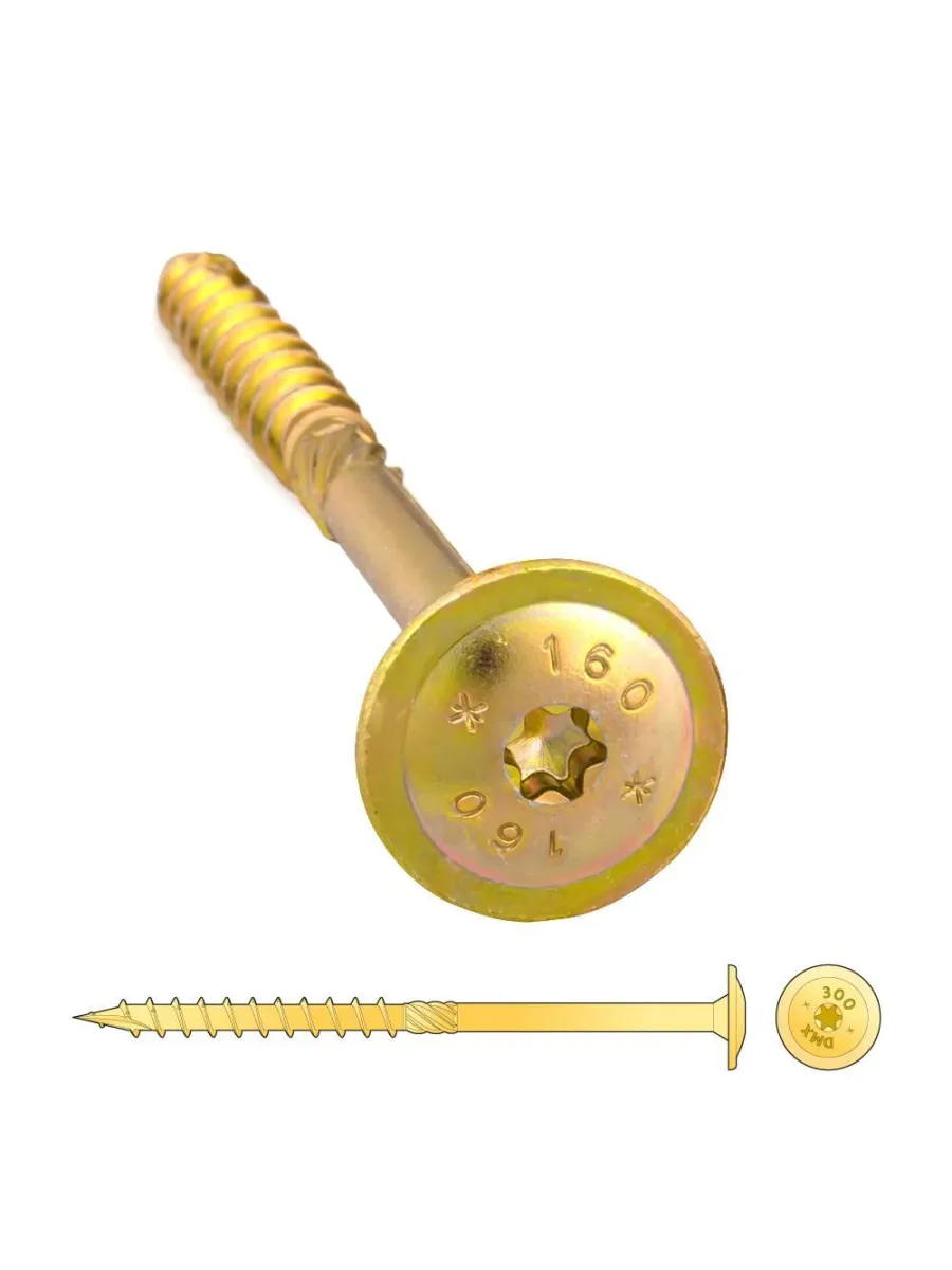 Саморез конструкционный по дереву с прессшайбой Желтый цинк  6,0х280