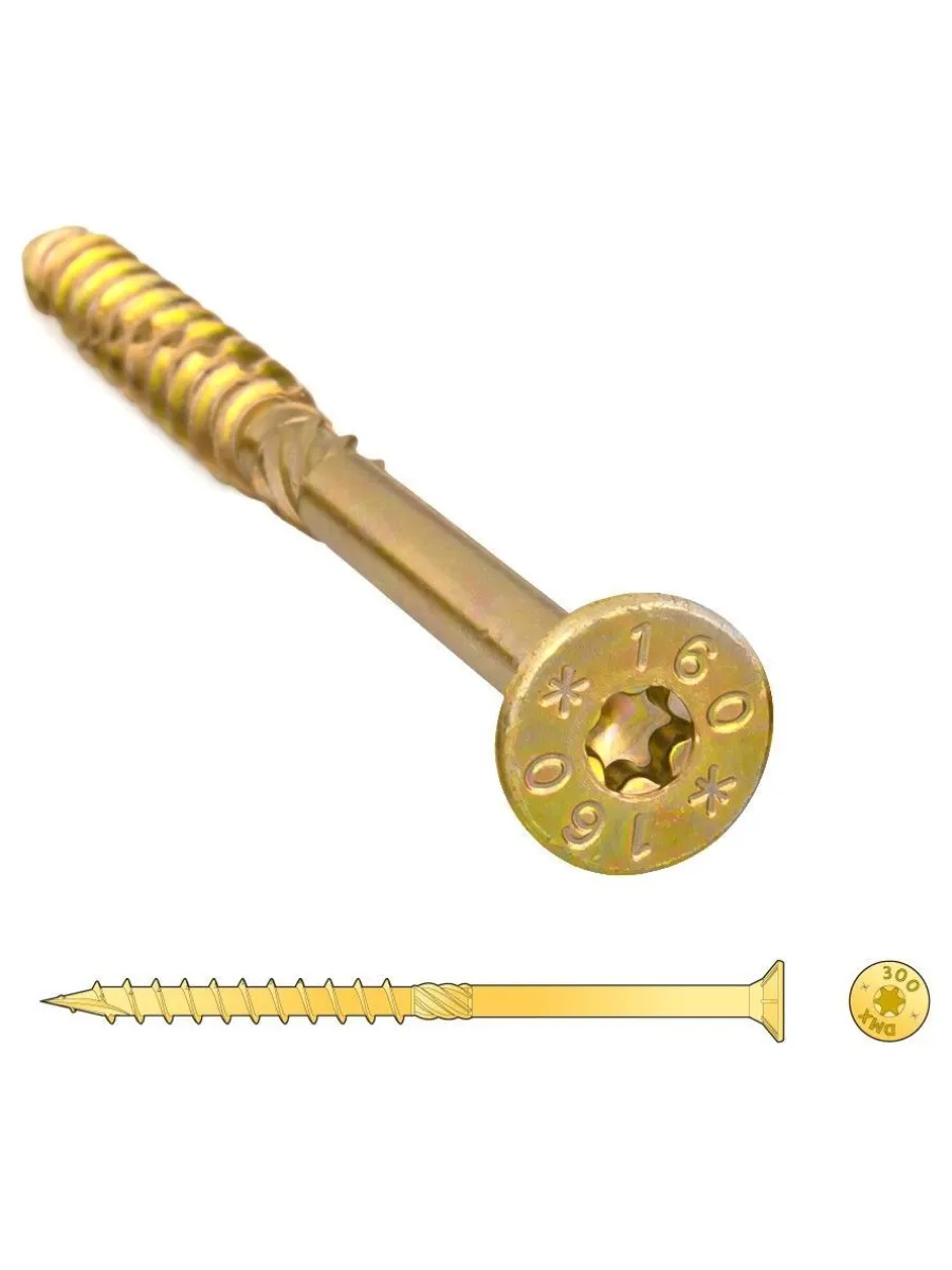 СS Саморез конструкционный по дереву потайн 3,0х 40 Желтый цинк