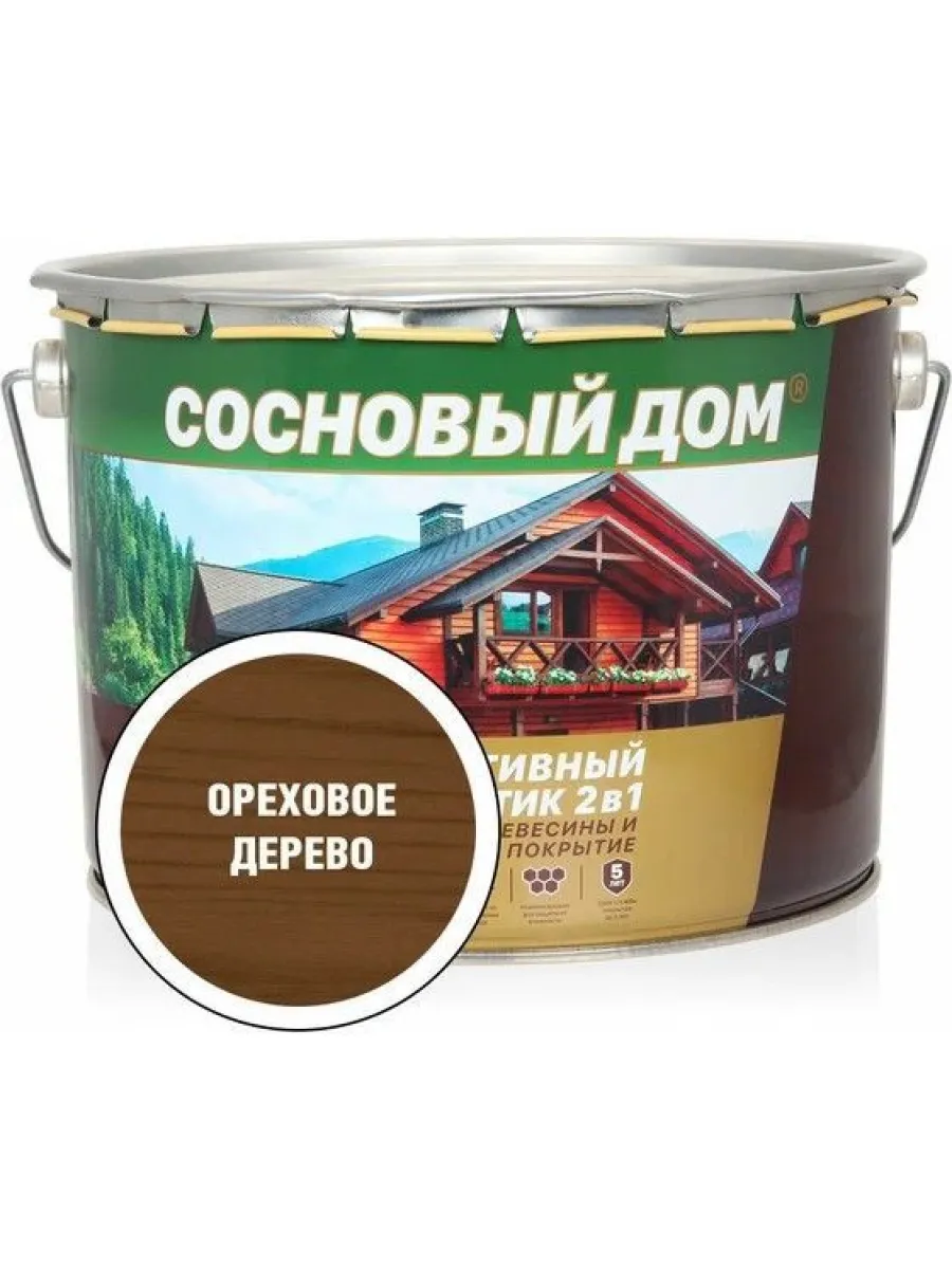 Антисептик декоративно-защитный состав для древесины ореховое дерево СОСНОВЫЙ ДОМ 9л