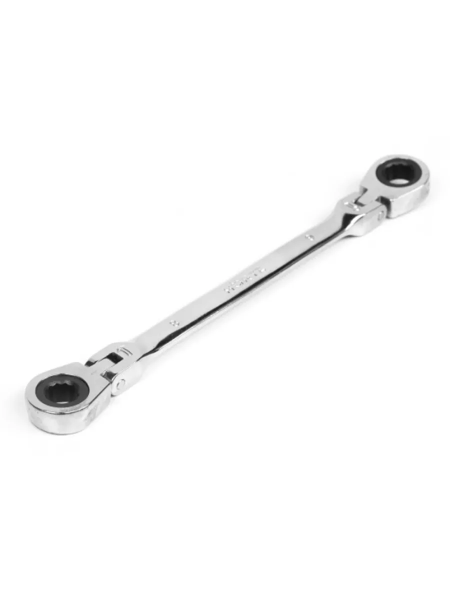 Ключ накидной двусторонний 10х12 трещоточный шарнирный хром HORTZ