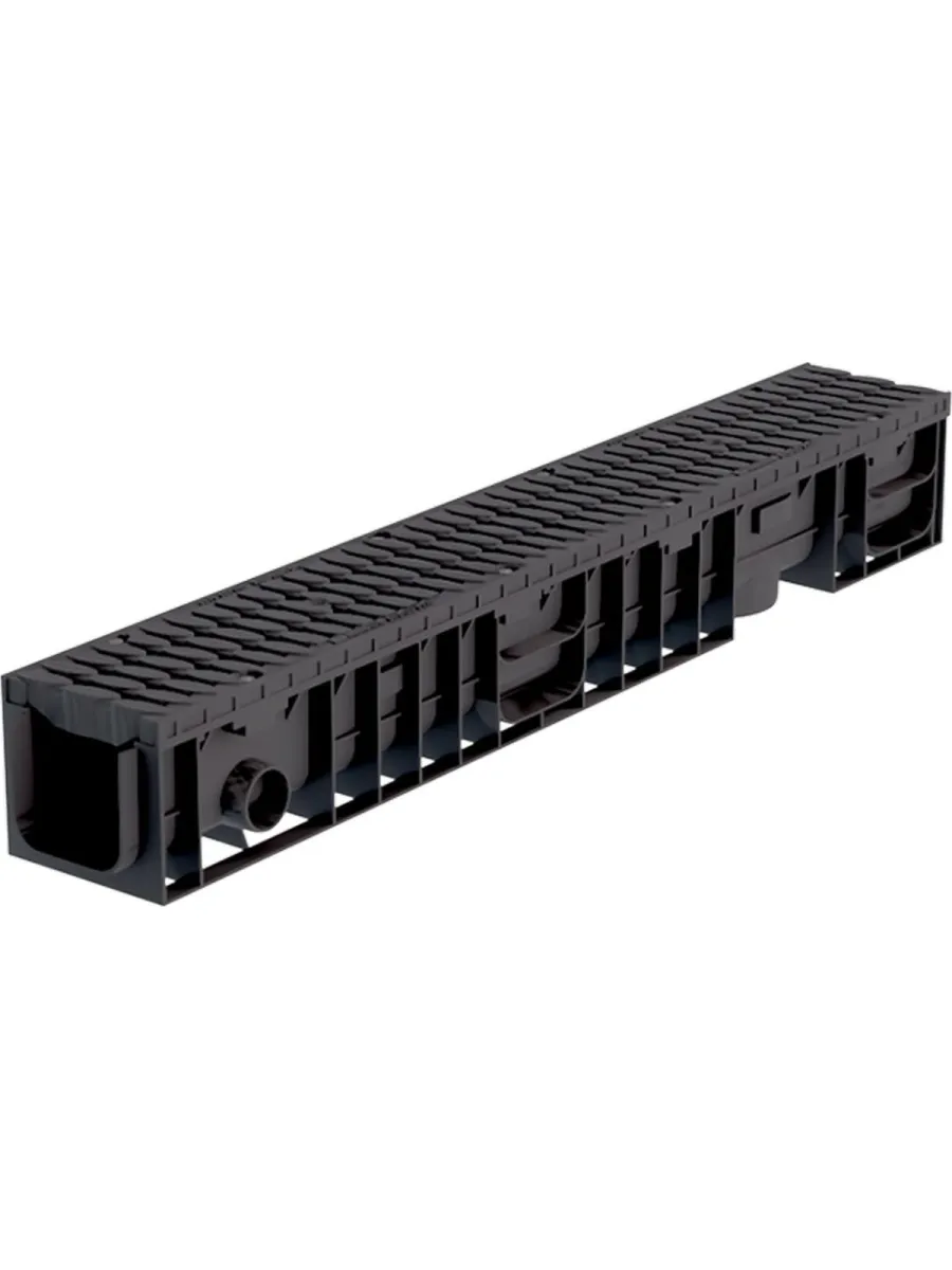 Лоток водоотводный пластиковый ЛВП Master DN100 Н135 В125 с решеткой (комплект) Аквасток