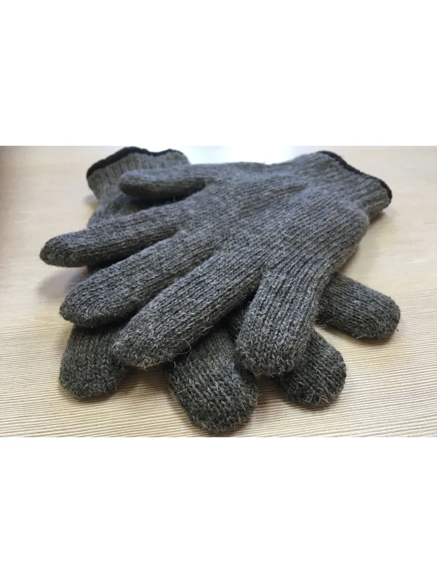Перчатки полушерстяные серые ДВОЙНЫЕ, 110гр.