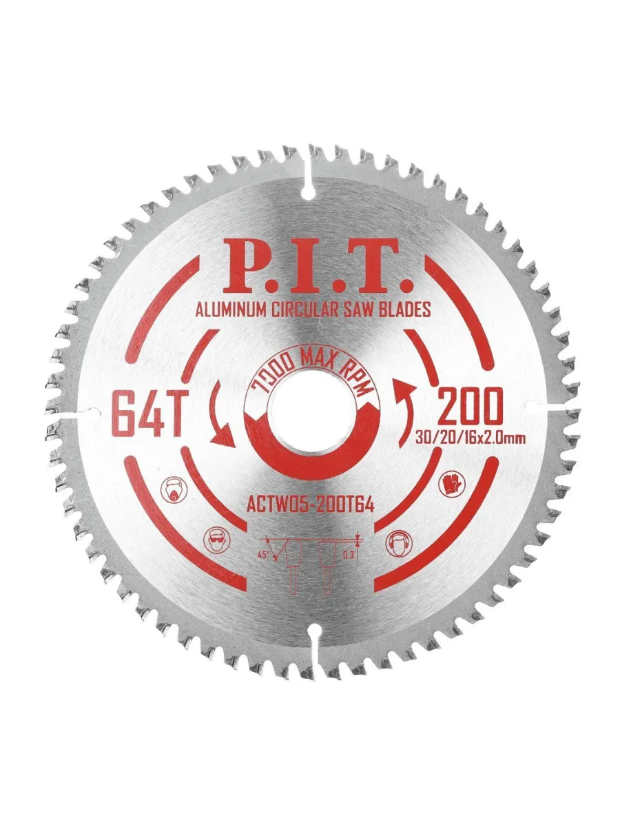 Пильный диск по алюминию 200х30/20/16мм (64 зуба) P.I.T