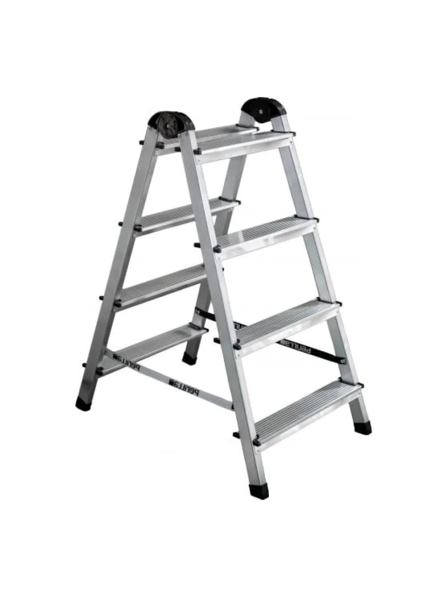Стремянка двухсторонняя 4 ступени, алюминиевая 82/96 см