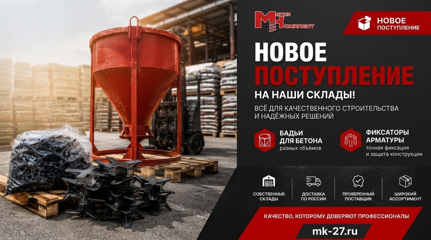 Поступление товаров для бетонных и арматурных работ