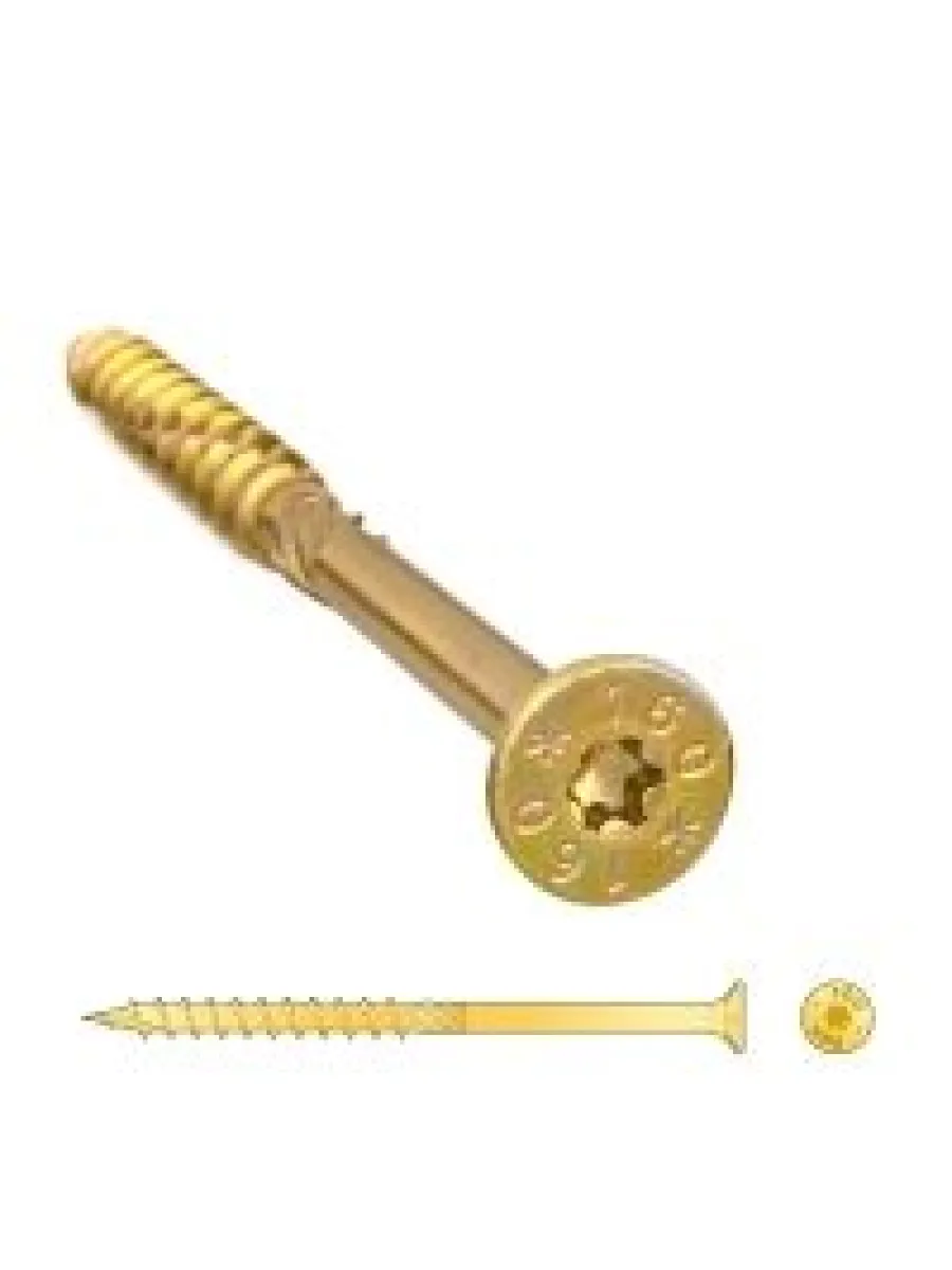 СS Саморез конструкционный по дереву потайн 4,5х 60 Желтый цинк