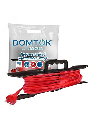 Удлинитель-шнур на рамке DOMTOK АРКТИК Морозостойкий КГ 2*1, 10А, 2,2кВт, IP44 б/з 20м