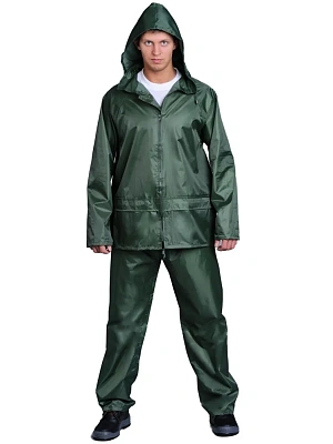 Костюм нейлоновый с ПВХ влагозащитный зеленый ХXL (LASTING TOOLS)  