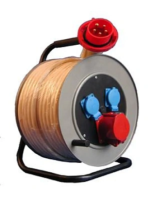 Удлинитель на метал. катушке КГ 5х4,0 кв мм 50 м, 21000Вт, 3 гнезда(380+220V), IP44