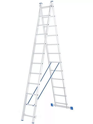 Лестница алюминиевая двухсекционная 12 ступеней 5,9м Россия