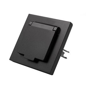 Розетка скрыт. 1мест. с/з защ/крышка графит АФИНА