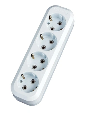 Колодка 4 места 16А 3,5кВт без выкл. с/з