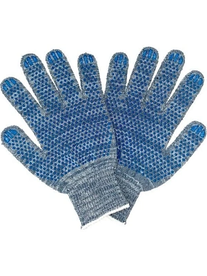 Перчатки х/б 10 кл. 5-ти нитка (серые) с ПВХ Точка ЭКОНОМ 45гр