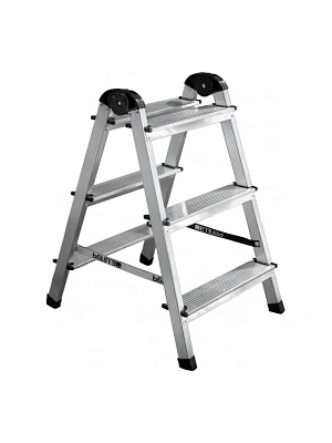 Стремянка двухсторонняя 3 ступени, алюминиевая 60/73,5 см