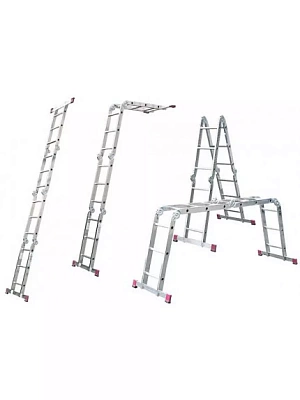 Лестница-трансформер 4х3 ступеней 94/171/352 см, алюминиевая