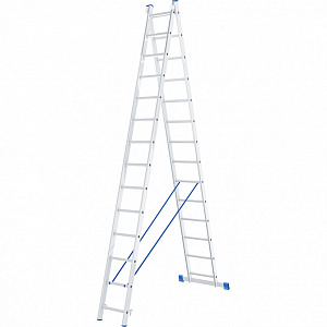 Лестница алюминиевая двухсекционная 14 ступеней 6,7м Россия
