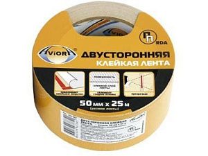 Лента клейкая двусторонняя 50мм*10м на ПП основе, прозрачная AVIORA