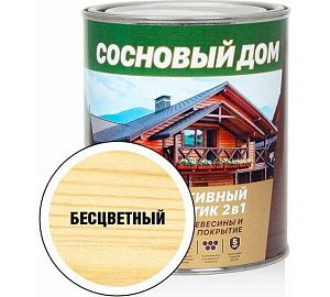 Антисептик декоративно-защитный состав для древесины бесцветный СОСНОВЫЙ ДОМ 0,8л