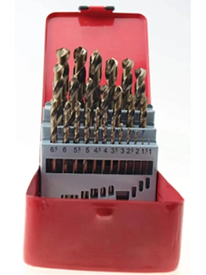 Набор сверл по металлу 1,0-13,0*0,5мм DIN338 цилиндрический хвостовик, метал. бокс 25шт. LASTING TOOLS