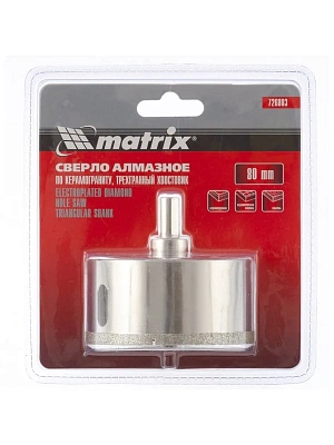 Сверло алмазное по керамограниту  80 х 67 мм, 3-гранный хвостовик