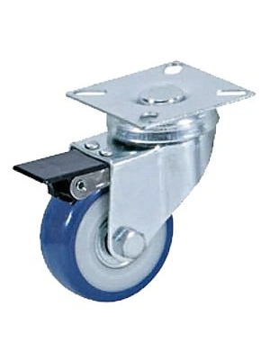 SCvb (25) Колесо мебельное синее, площадка, тормоз, покрытие ПВХ, Ду50 (грузоп.35кг) FORCE LIFTING