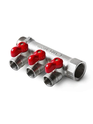 Коллектор с отсекающими кранами 3/4", 2х1/2"