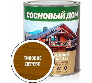 Антисептик декоративно-защитный состав для древесины тиковое дерево СОСНОВЫЙ ДОМ 0,8л