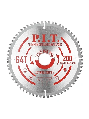 Пильный диск по алюминию 200х30/20/16мм (64 зуба) P.I.T