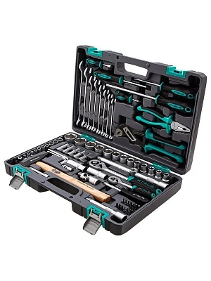 Набор инструментов, 1/2", 1/4" пластиковый кейс,  76 предметов, STELS