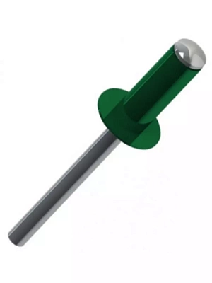 Заклепка вытяжная комб. алюм-сталь крашеные (6021) 4,8х10 зеленый (упаковка  100шт.)