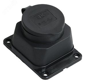 Розетка с защитной крышкой настенная каучук с з/к 16А IP44 200-250В 2P+E РБ13-1-0м ОМЕГА IEK