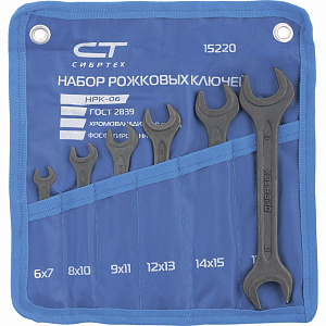 Набор ключей рожковых  6-19 мм (6 шт) фосфатированные СИБРТЕХ