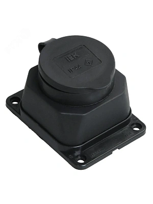 Розетка с защитной крышкой настенная каучук с з/к 16А IP44 200-250В 2P+E РБ13-1-0м ОМЕГА IEK