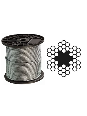 Трос стальной оцинкованный  1,0 мм DIN 3055 (бухта 200м) FORCE LIFTING