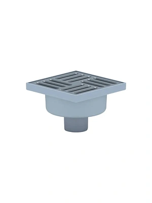 Трап вертикальный 150х150, D50, не регулируемый, с решеткой из нержавеющей стали, сухой