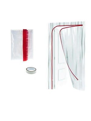 Пленочная дверь на молнии типа L 220x120 см, с малярной лентой 2,5см х 10м