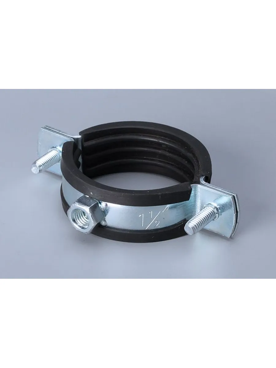 Хомут стальной с резин уплотн без шпильки (гайка М10) 155-162мм 5 1/2"