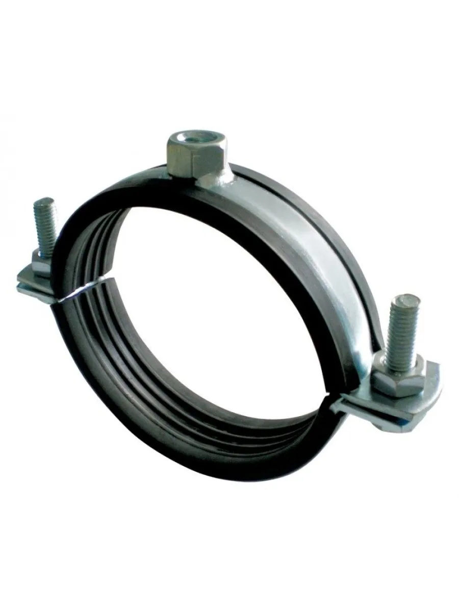 Хомут стальной с резин уплотн без шпильки (гайка М12) 108/116 мм  высокой нагрузки