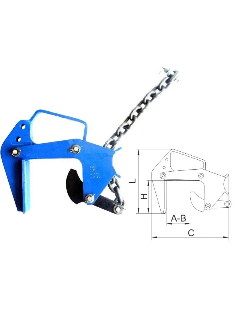 Захват для бетонных колец 1,6 тн (интервал захвата 40-130мм) ЗБКВ-1,6-40-130