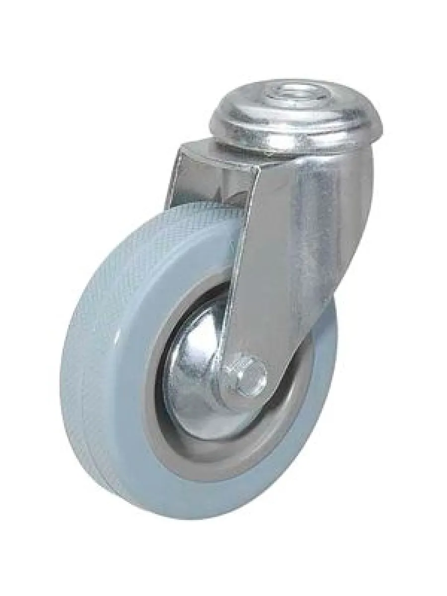 SChg (55) Колесная опора, серая резина, поворотная, крепление под болт, 120 мм (грузоп.100кг)